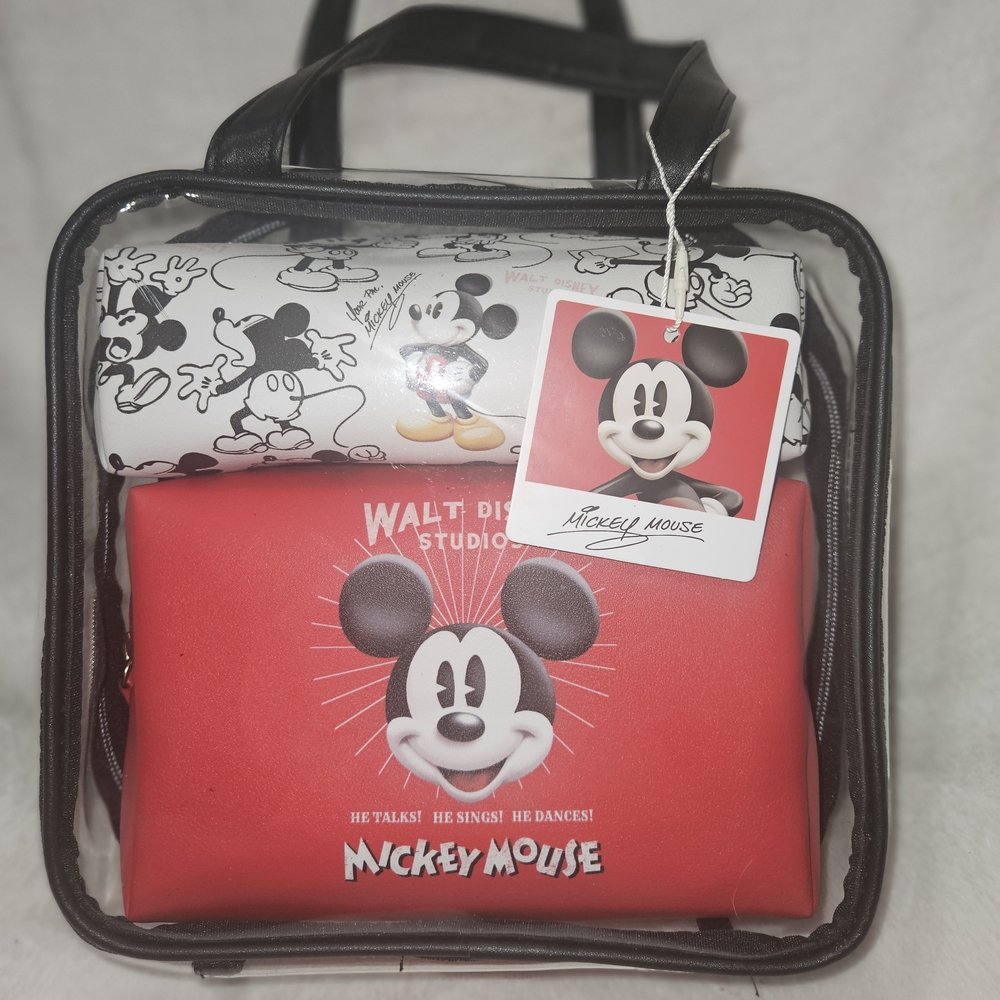 Walt Disney Mickey Mouse 3 Piece Travel Bags PrimarMickey Mouse Cosmetic Bag Set
